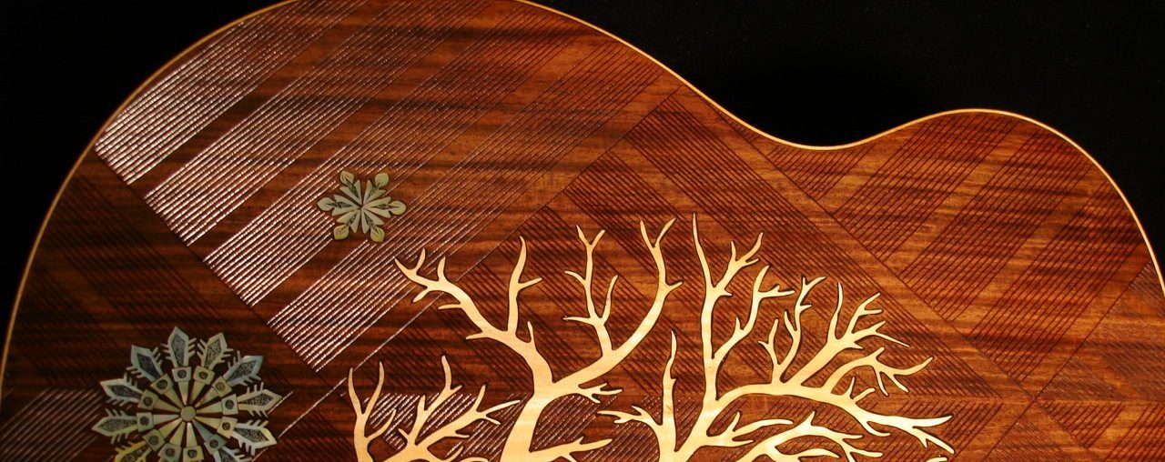 Close up of artistry on Blueberry Guitars