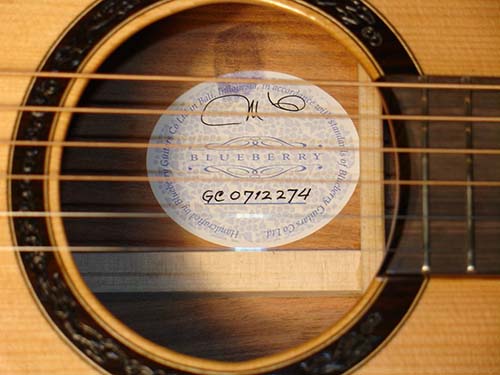 Seal of Authenticity - Blueberry Guitars